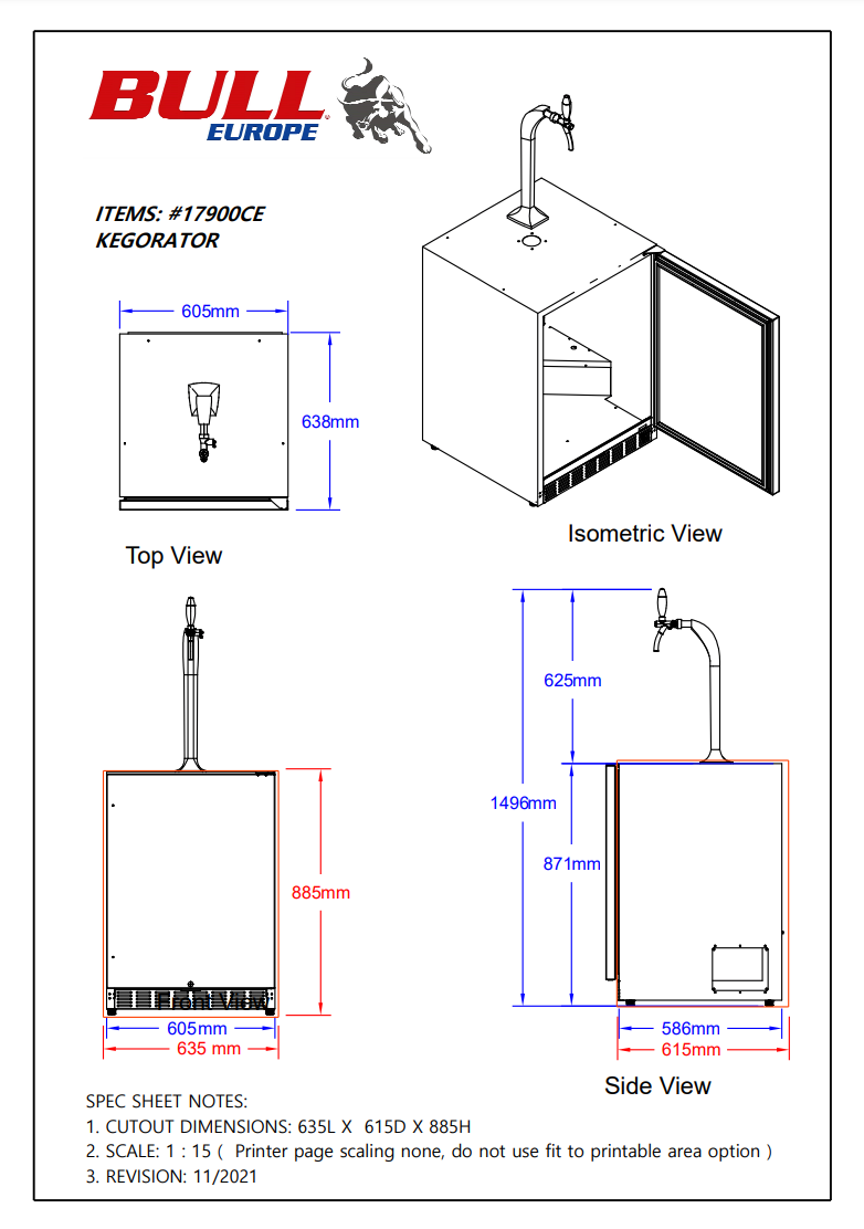 Bull BBQ Component Kegorator - Outdoor Rated