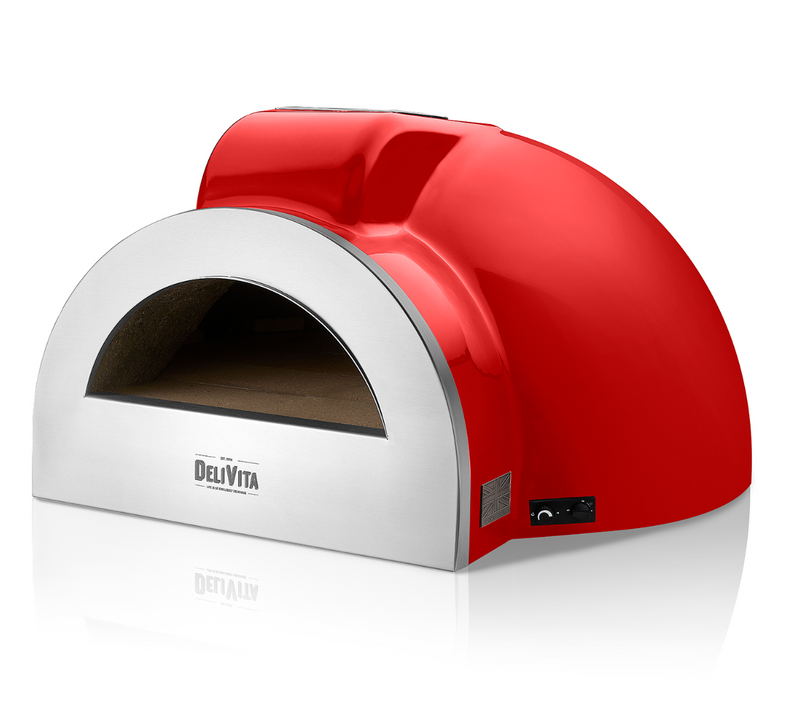 Delivita - Pro Dual Fuel - Chilli Red + Flue Pipe & Rain cap