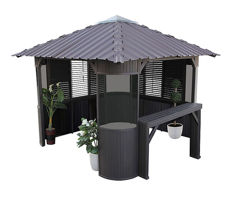Frazer Brown Square Gazebo, (W)3.37m (D)3.37m