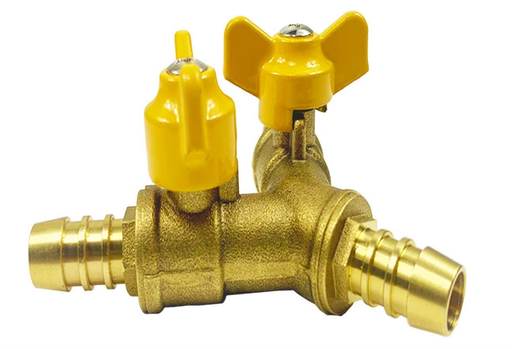 Three-way hose valve Hose Barb Ball Valve 3/8" Brass Fitting Y Shaped 2 Switch 3 Way Connector(for Hose ID 10mm-11mm)