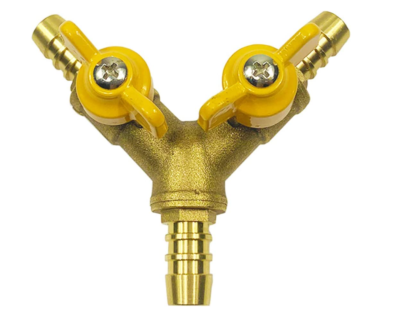 Three-way hose valve Hose Barb Ball Valve 3/8" Brass Fitting Y Shaped 2 Switch 3 Way Connector(for Hose ID 10mm-11mm)