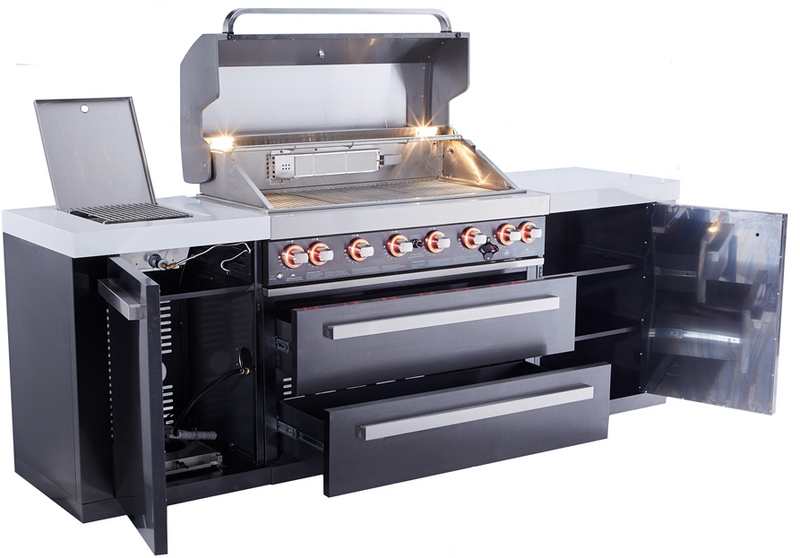 Mont Alpi Outdoor kitchen Black 6 Burner and Weather Cover - 2.4m