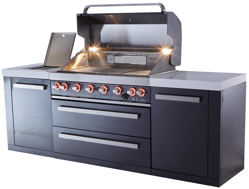 Mont Alpi Outdoor kitchen Black 6 Burner and Weather Cover - 2.4m