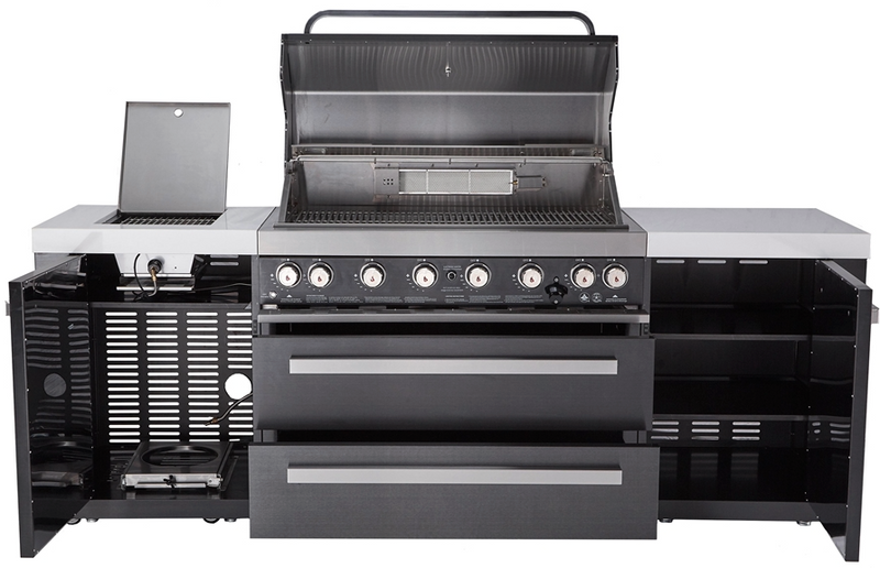 Mont Alpi Outdoor kitchen Black 6 Burner, and Weather Cover - 2.4m