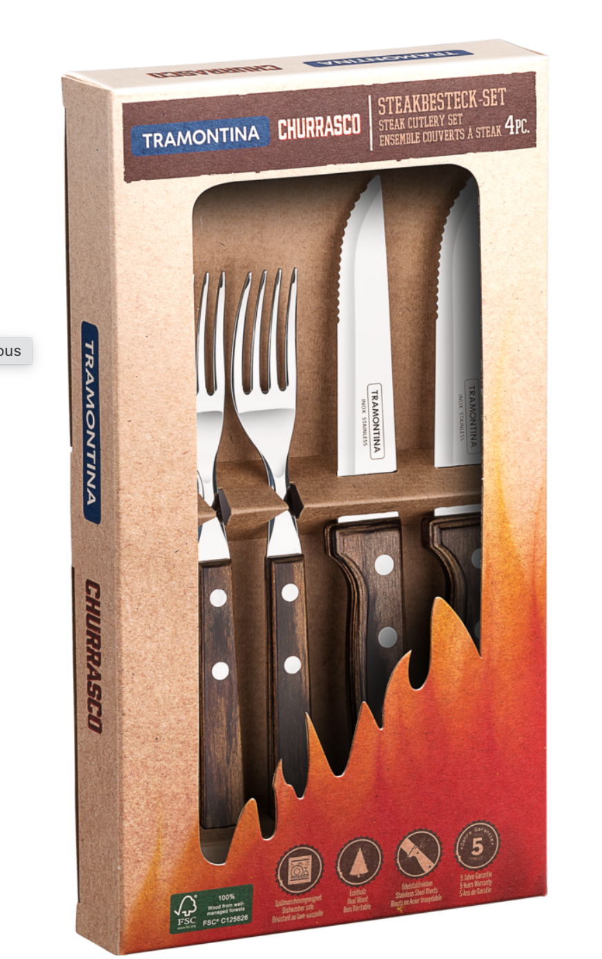 CHURRASCO Steak/Pizza Cutlery Set, 4 Pieces 1 set