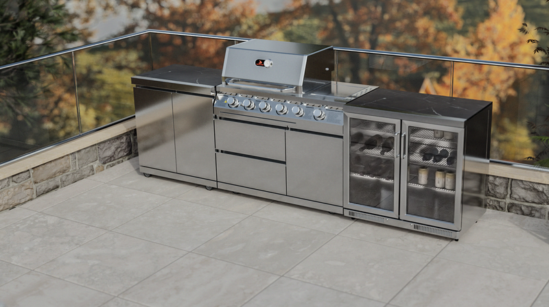 Whistler Outdoor Kitchen 4 Burner BBQ, Fridge and Double Doors