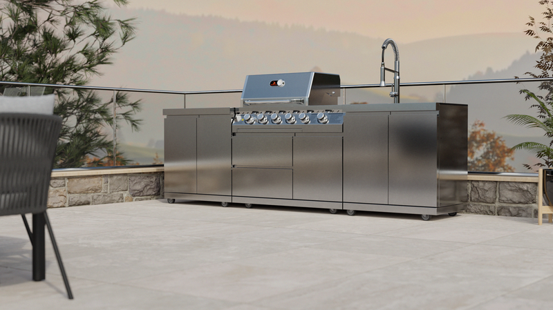 Whistler Outdoor Kitchen 4 Burner BBQ, Double Doors and Sink