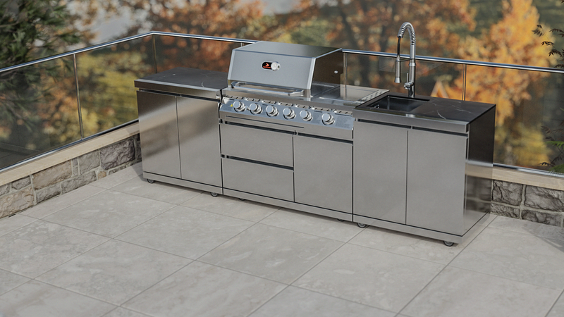 Whistler Outdoor Kitchen 4 Burner BBQ, Double Doors and Sink