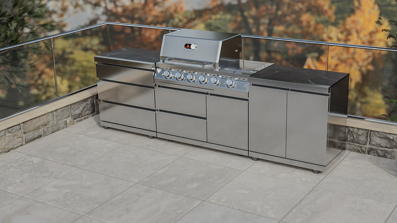 Whistler Outdoor Kitchen 4 Burner BBQ, Double Doors and Triple Drawers