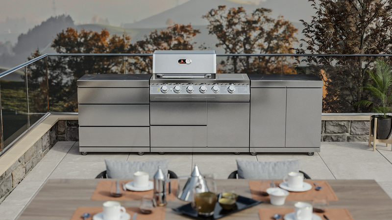 Whistler Outdoor Kitchen 4 Burner BBQ, Double Doors and Triple Drawers