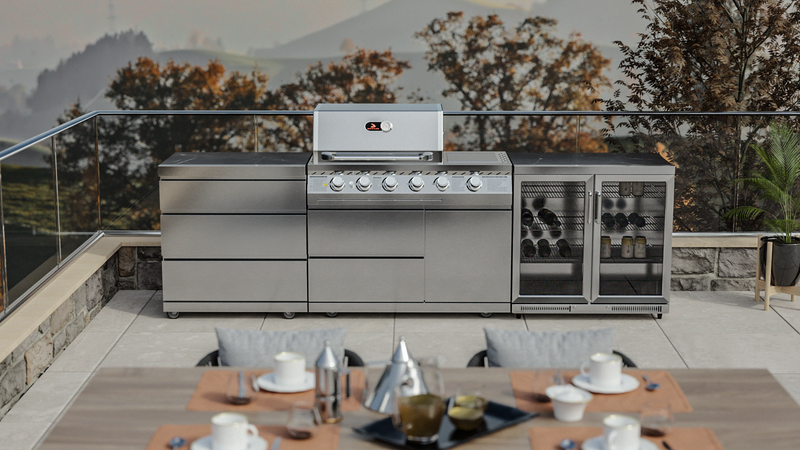 Whistler Outdoor Kitchen 4 Burner BBQ, Fridge and Triple Drawer