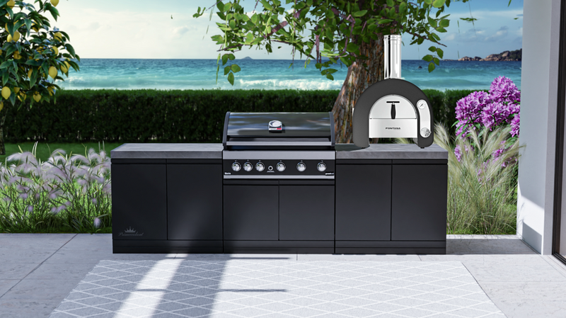 GrandPro Outdoor Kitchen with 5 Burner BBQ, and Maestro Pizza Oven - 2.6m