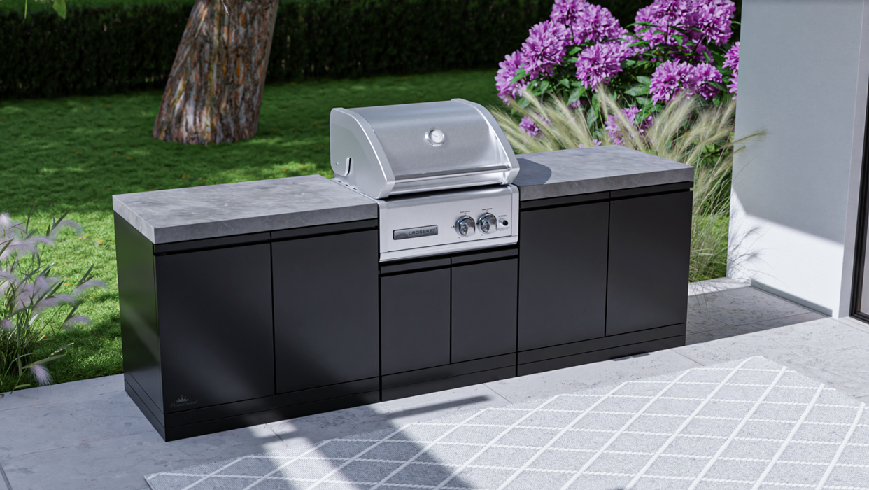 Cross-ray 2-Burner Modular Outdoor Kitchen Black + Double Doors