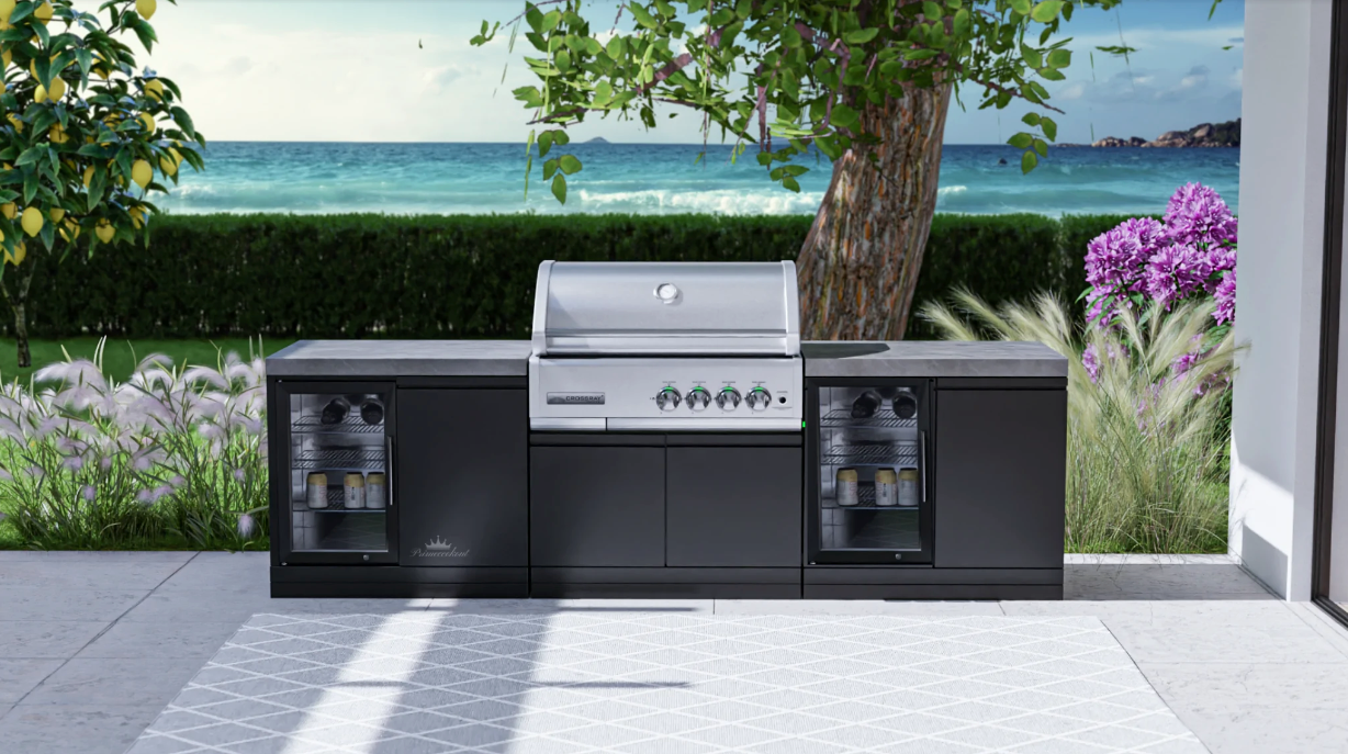 GrandPro Outdoor Kitchen 272 Series Cross-ray 4-Burner + Double Fridges + Free Pizza Oven