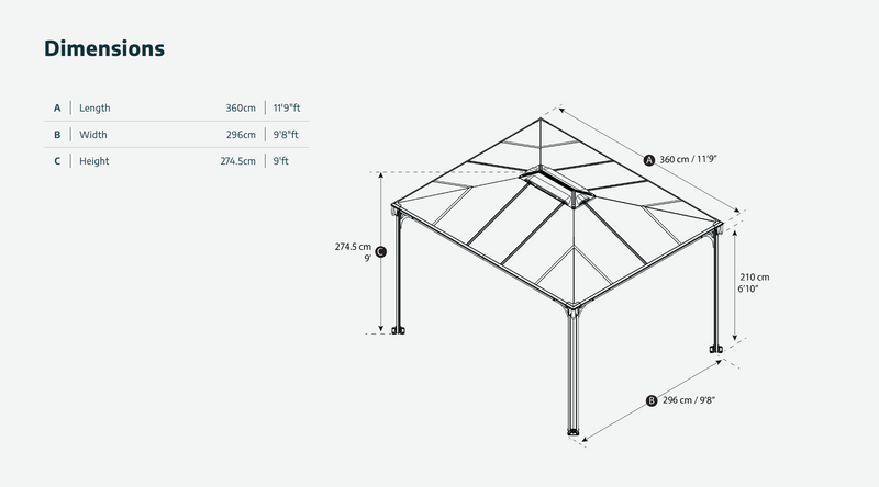 Martinique 10 ft. x 12 ft. Gazebo Kit - Grey Structure