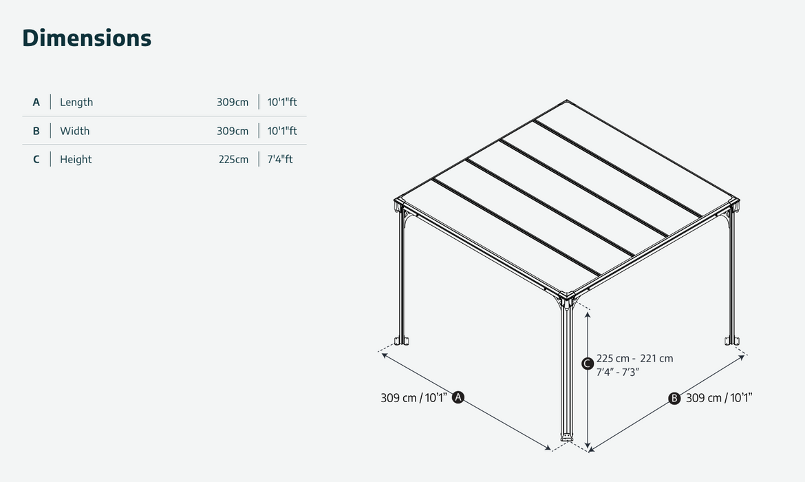 Milano 10 ft. x 10 ft. Gazebo Kit - Grey Structure