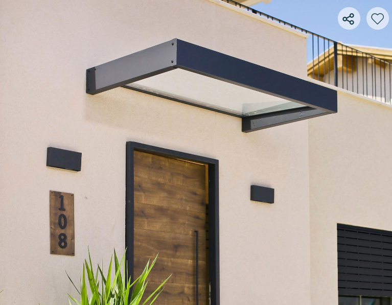 Sophia 3 ft. x 5 ft. Door Awning Kit - Grey Structure & Clear Panels