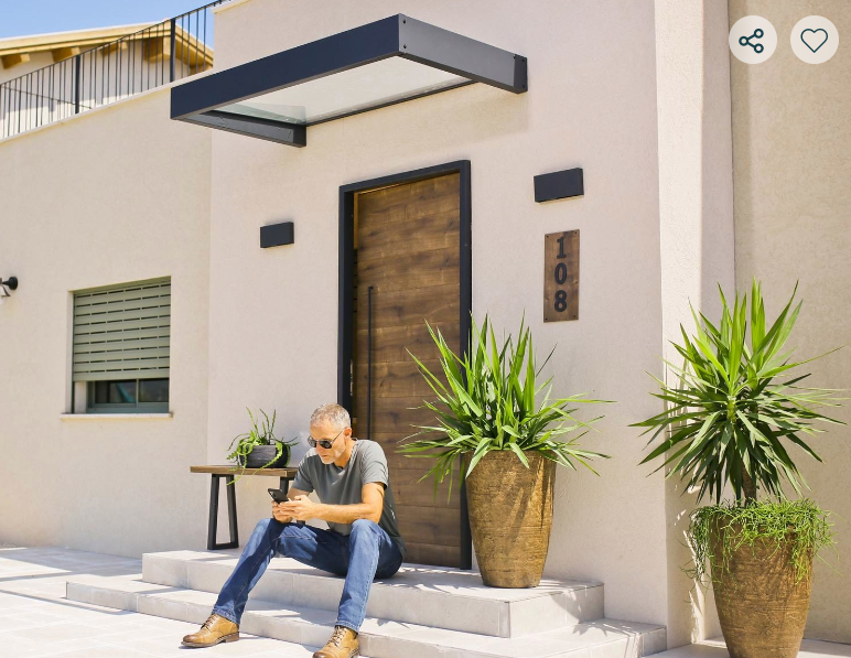 Sophia 3 ft. x 5 ft. Door Awning Kit - Grey Structure & Clear Panels