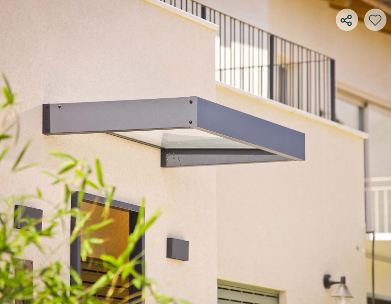 Sophia 3 ft. x 5 ft. Door Awning Kit - Grey Structure & Clear Panels