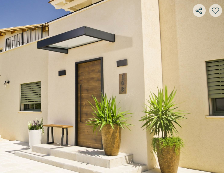 Sophia 3 ft. x 7 ft. Door Awning Kit - Grey Structure & Clear Panels