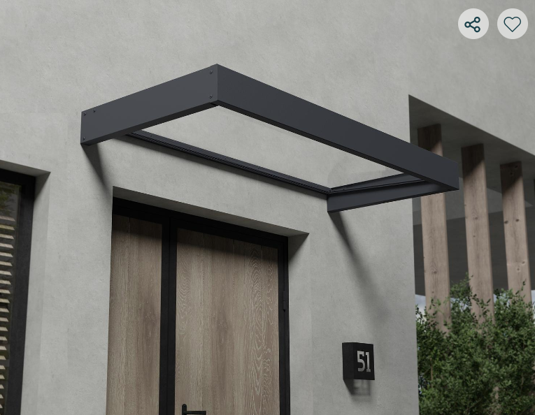 Sophia 3 ft. x 7 ft. Door Awning Kit - Grey Structure & Clear Panels