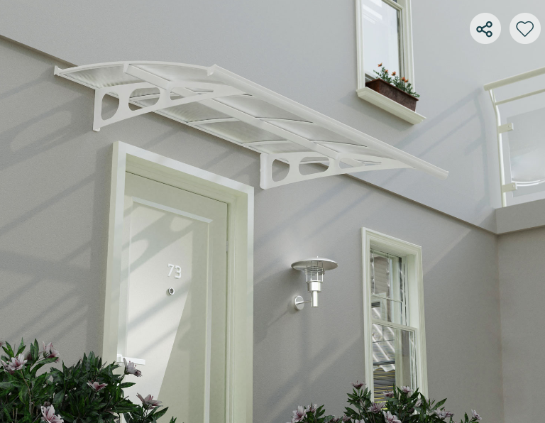 Bordeaux 5 ft. x 7 ft. Door Awning Kit - White Structure & Twin Wall Panels