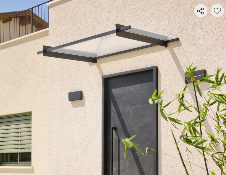 Nancy 3 ft. x 4 ft. Door Awning Kit - Grey Structure & Clear Panels