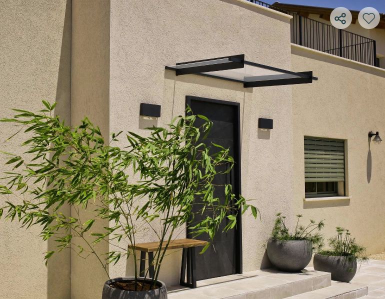 Nancy 3 ft. x 4 ft. Door Awning Kit - Grey Structure & Clear Panels