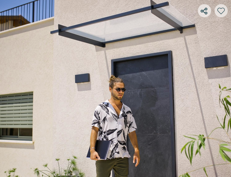 Nancy 3 ft. x 4 ft. Door Awning Kit - Grey Structure & Clear Panels