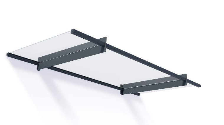 Nancy 3 ft. x 7 ft. Door Awning Kit - Grey Structure & Clear Panels