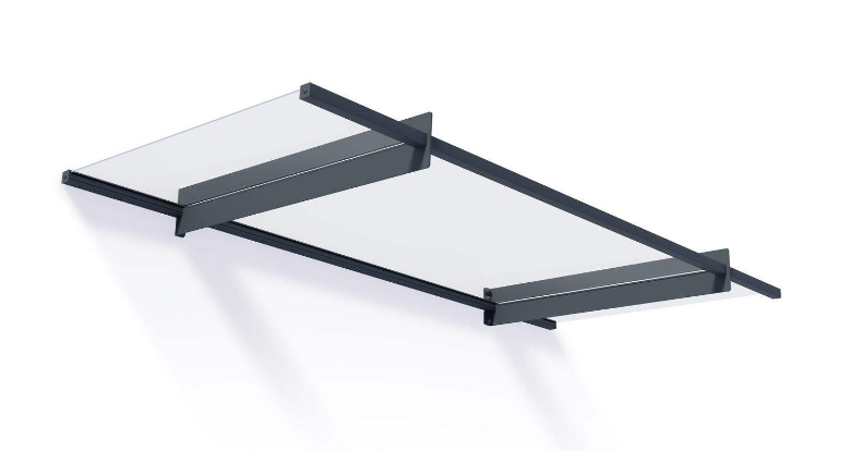 Nancy 3 ft. x 7 ft. Door Awning Kit - Grey Structure & Clear Panels