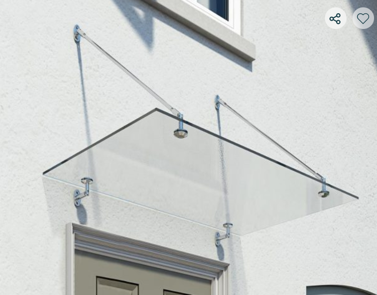 Taurus 2 ft. x 5 ft. Door Awning Kit - Silver Structure & clear Panels