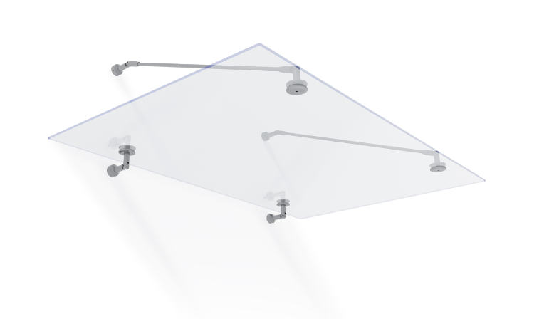 Taurus 2 ft. x 5 ft. Door Awning Kit - Silver Structure & clear Panels