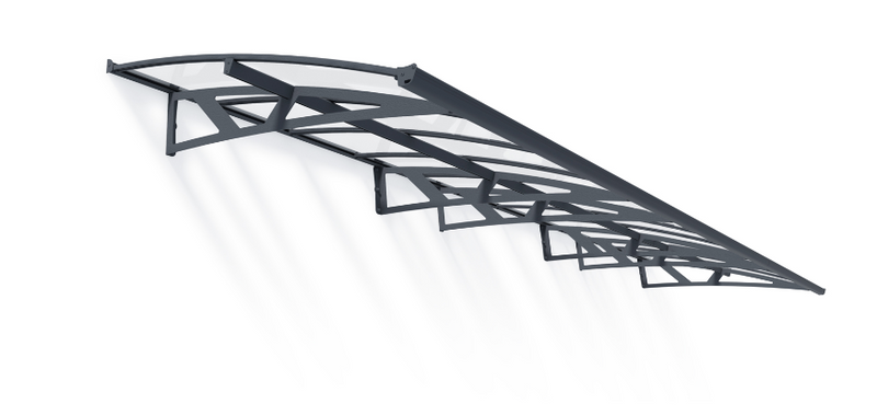 Amsterdam 5 ft. x 21 ft. Door Awning Kit - Grey Structure & clear Panels