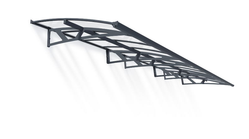 Amsterdam 5 ft. x 21 ft. Door Awning Kit - Grey Structure & clear Panels