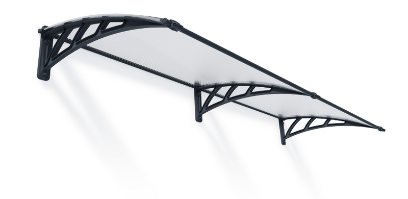 Neo 2 ft. x 8 ft. Door Awning Kit - Grey Structure & Twin Wall Panels