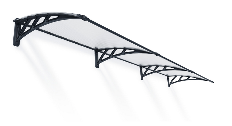 Neo 2 ft. x 13.5 ft. Door Awning Kit - Grey Structure & Twin Wall Panels