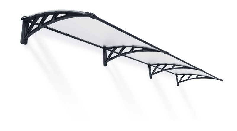 Neo 2 ft. x 13.5 ft. Door Awning Kit - Grey Structure & Twin Wall Panels