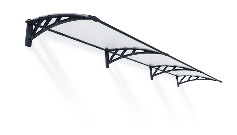 Neo 2 ft. x 13.5 ft. Door Awning Kit - Grey Structure & Twin Wall Panels