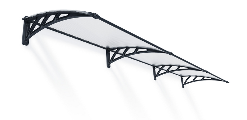 Neo 2 ft. x 12 ft. Door Awning Kit - Grey Structure & Twin Wall Panels