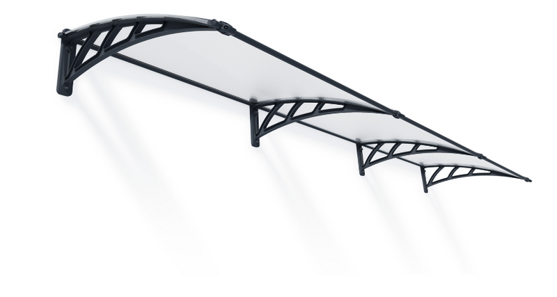 Neo 2 ft. x 12 ft. Door Awning Kit - Grey Structure & Twin Wall Panels