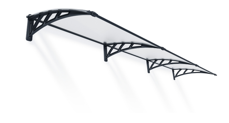 Neo 2 ft. x 12 ft. Door Awning Kit - Grey Structure & Twin Wall Panels