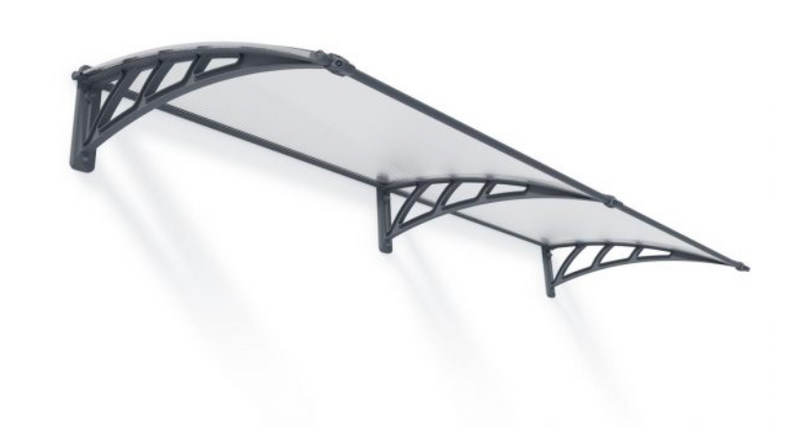 Neo 2 ft. x 7 ft. Door Awning Kit - Grey Structure & Twin Wall Panels