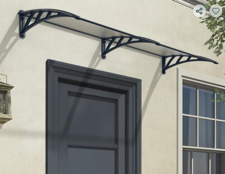 Neo 2 ft. x 7 ft. Door Awning Kit - Grey Structure & Twin Wall Panels