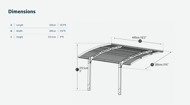 Arizona 10ft. x 16 ft. Breeze Single Carport Kit - Grey Structure & Twin Wall Panels
