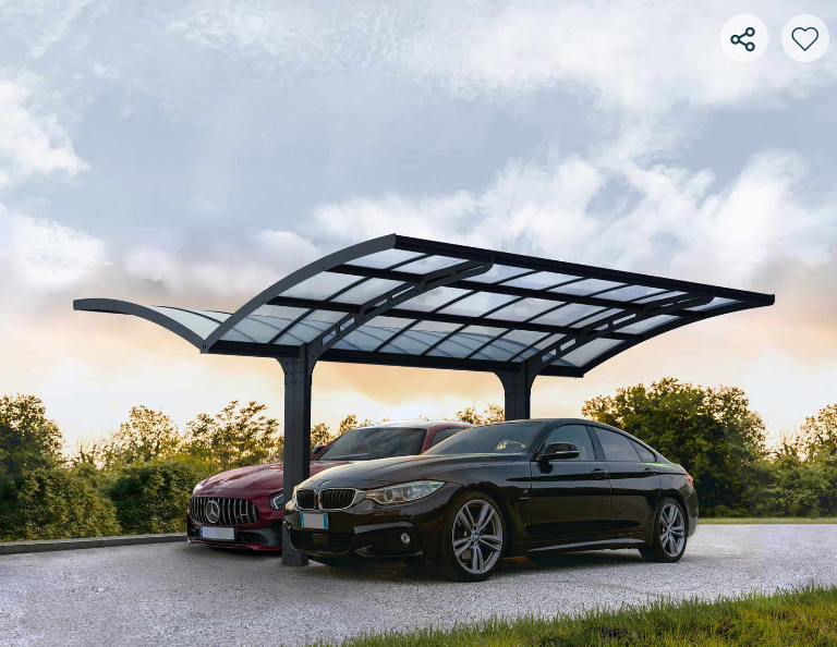 Arizona Double 16' x 19' Carport Kit - Grey Structure & Corrugated Solar Grey Panels