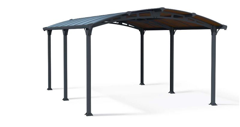 Arcadia 12' x 21' Carport Kit - Grey Aluminium & Twin-wall Polycarbonate Roof Panels
