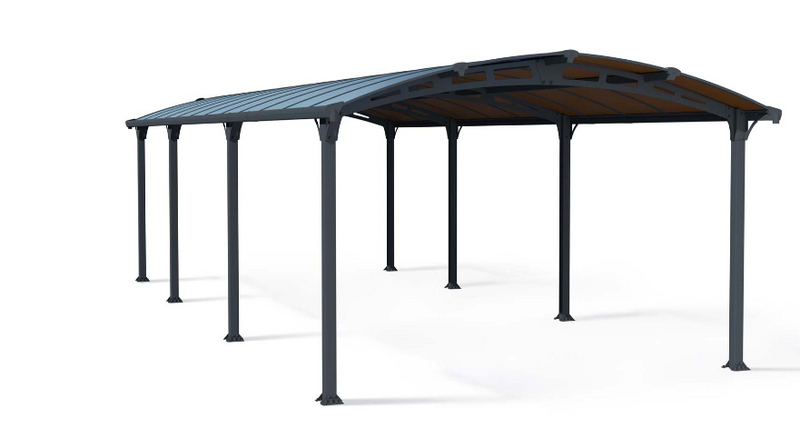 Arcadia 12 ft. x 28 ft. Carport Kit - Grey Structure & Twin Wall Panels