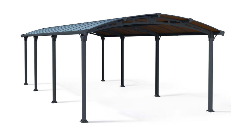 Arcadia 12 ft. x 28 ft. Carport Kit - Grey Structure & Twin Wall Panels