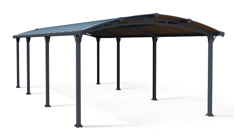 Arcadia 12 ft. x 28 ft. Carport Kit - Grey Structure & Twin Wall Panels